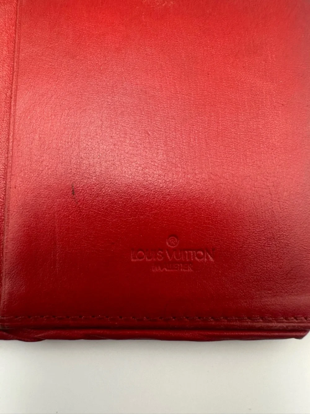 Louis Vuitton Epi Red Long Wallet Leather Folding Vintage Good Cond. Authentic